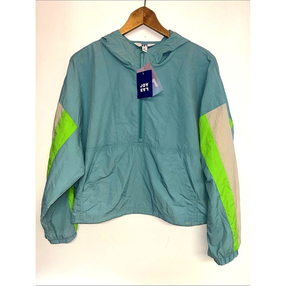JoyLab Sz XL New 80’s 90’s Lightweight Pullover Windbreaker Cloud Blue Cropped